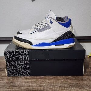 Air Jordan 3 Retro Men's Athletic Shoes 8.5 White/Racer Blue
